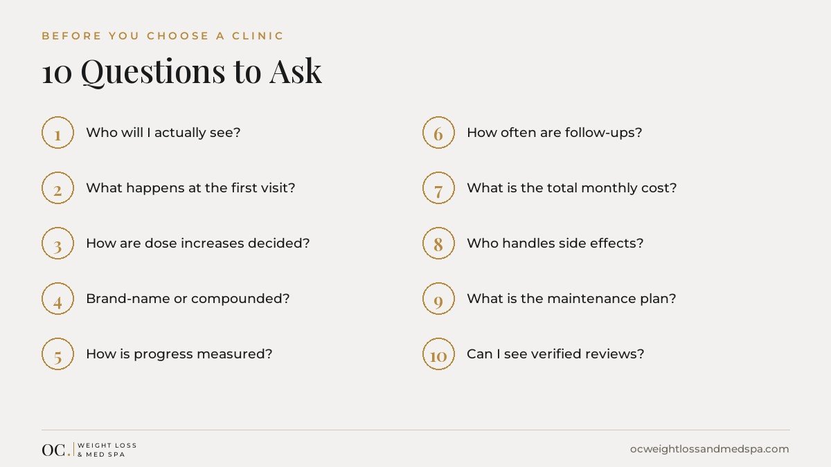 10 questions to ask before choosing a medical weight loss clinic in Orange County
